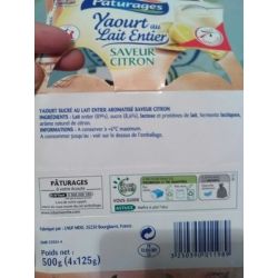 Paturages Yaourt Citron 4X125G