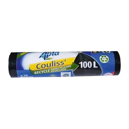 Apta 10 Sacs Poubelle Liens Coulissants 100L
