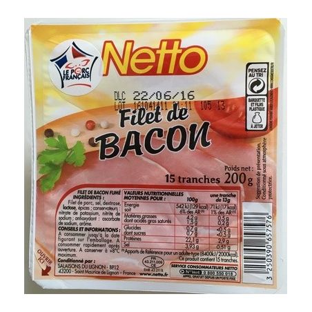 Netto Bacon 15Tr.200G S/At