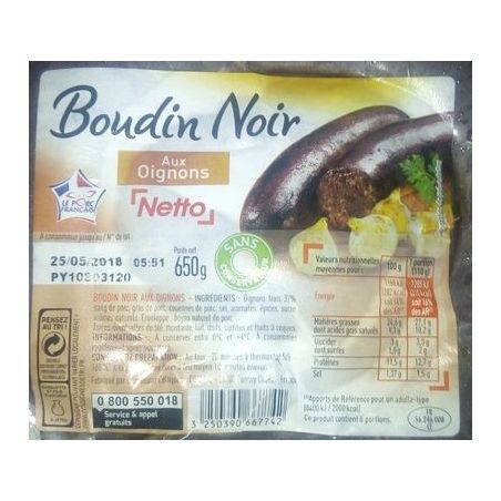 Netto Boudin Noir Oignons 650G