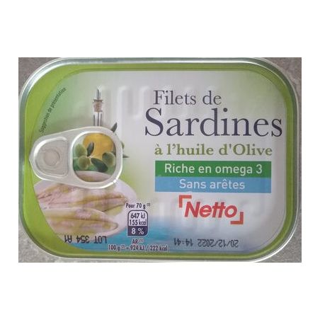 Netto Flt Sardin.H.Olive 100G