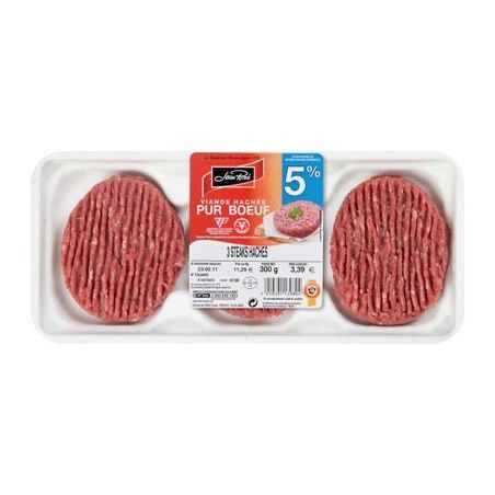 Jean Roze J.Roze Steak Hache 5% 3X125G