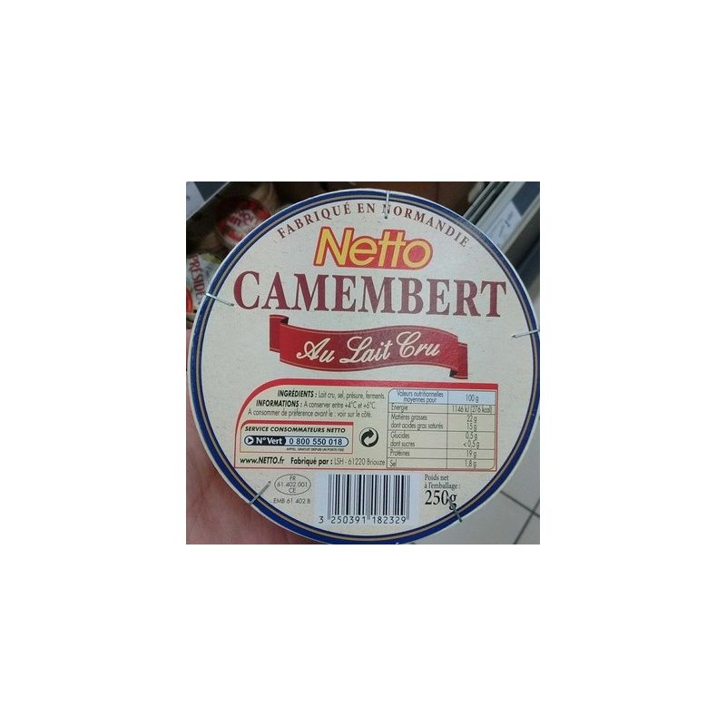 Netto Camember.Lait Cru 250G