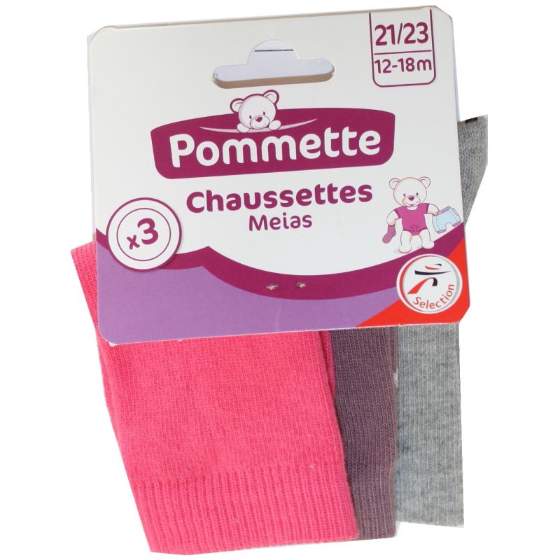 Pommette Pmt 3 Chaussettes Corail18/20