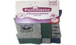 Pommette Pmt 3Chaussettes Moustache 15/