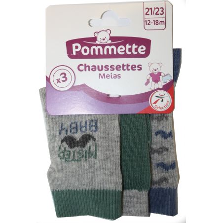 Pommette Pmt 3Chaussettes Moustache 15/