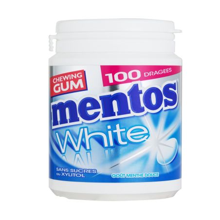 Mentos Gum Chewing-Gum Menthe Douce Sans Sucre : La Boite De 100 Dragées - 150 G