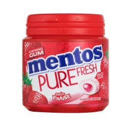 Mentos Gum Chewing-Gum Fraise Sans Sucres : La Boite De 50 Dragées 100G