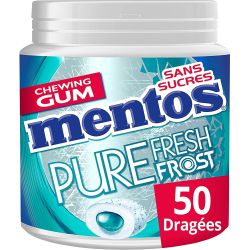 Mentos Gum Bottle Pure Fresh Frost Euca Menthol Extra Fort 50 Dragées De Chewing Sans Sucres 100 G