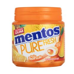 Mentos Gum Chewing-Gum Tropical Bottle Pure Fresh Sans Sucres : La Boite De 50 Dragées 100G