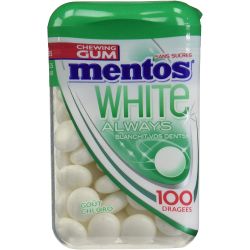 Mentos Gum White Always Chloro Chewing-Gum 100 Dragées Sans Sucres 110 G