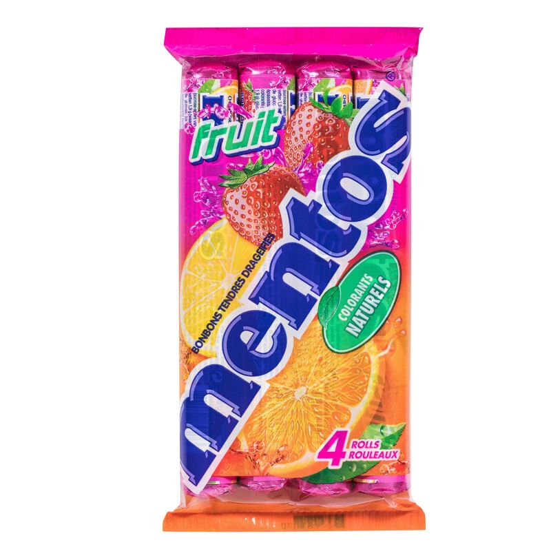 Mentos Bonbons Parfums Fruits Les 4 Rouleaux De 38G - 152G