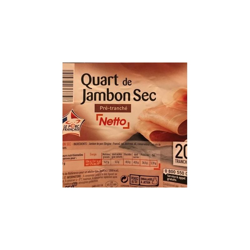 Netto Quart De Jambon 20T 250G