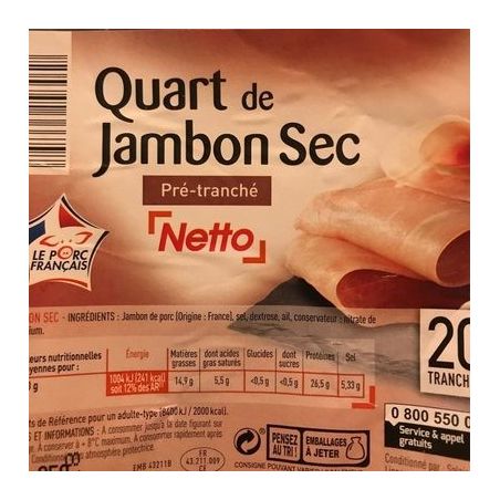 Netto Quart De Jambon 20T 250G