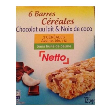 Netto Barres Choc Coco125G