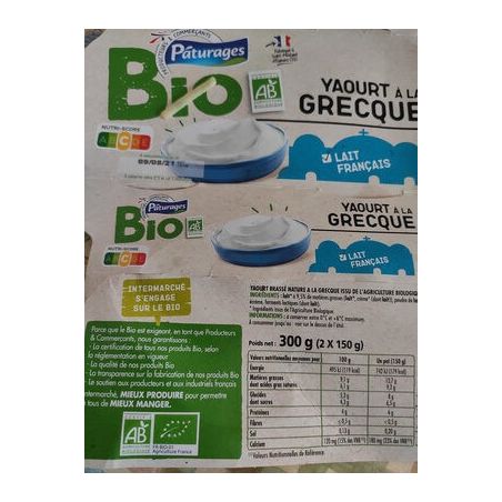 Paturages Pat. Yt Grec Bio Nature 2X150G