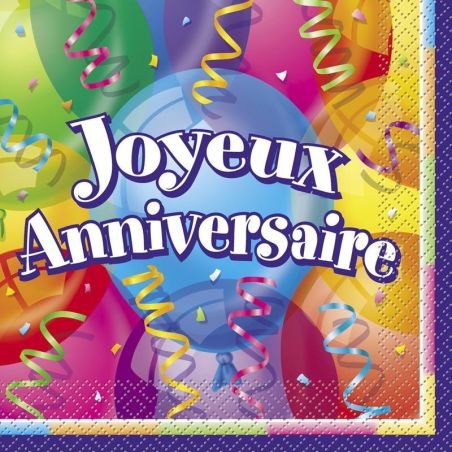 Joyeux Anniversaire Serv 33X33Cm X16 Anniv