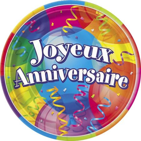 Joyeux Anniversaire Ass Plate 23Cm X8 Anniv
