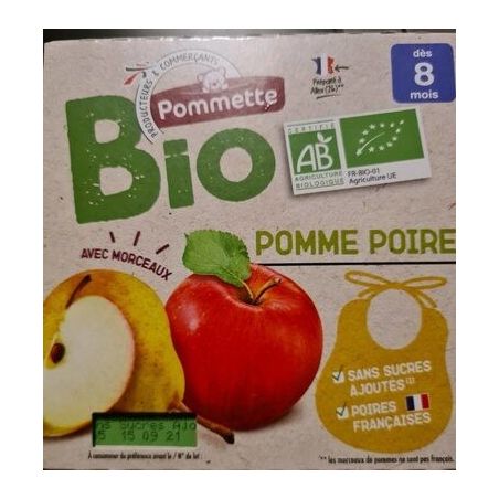 Biopomette Pom Comp Pomme Poire Bio4X100G