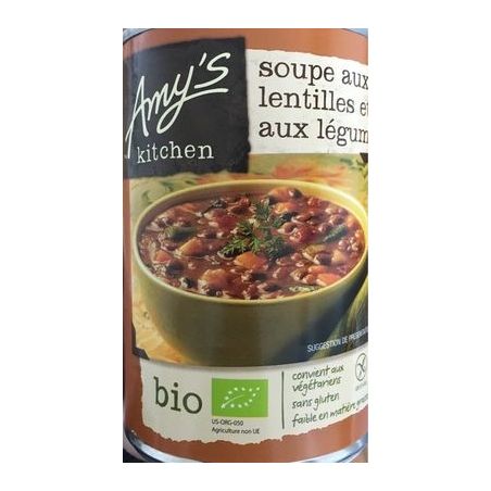 Amy S Kitchen 400G Soupe Bio Lentilles/Legumes Sans Gluten