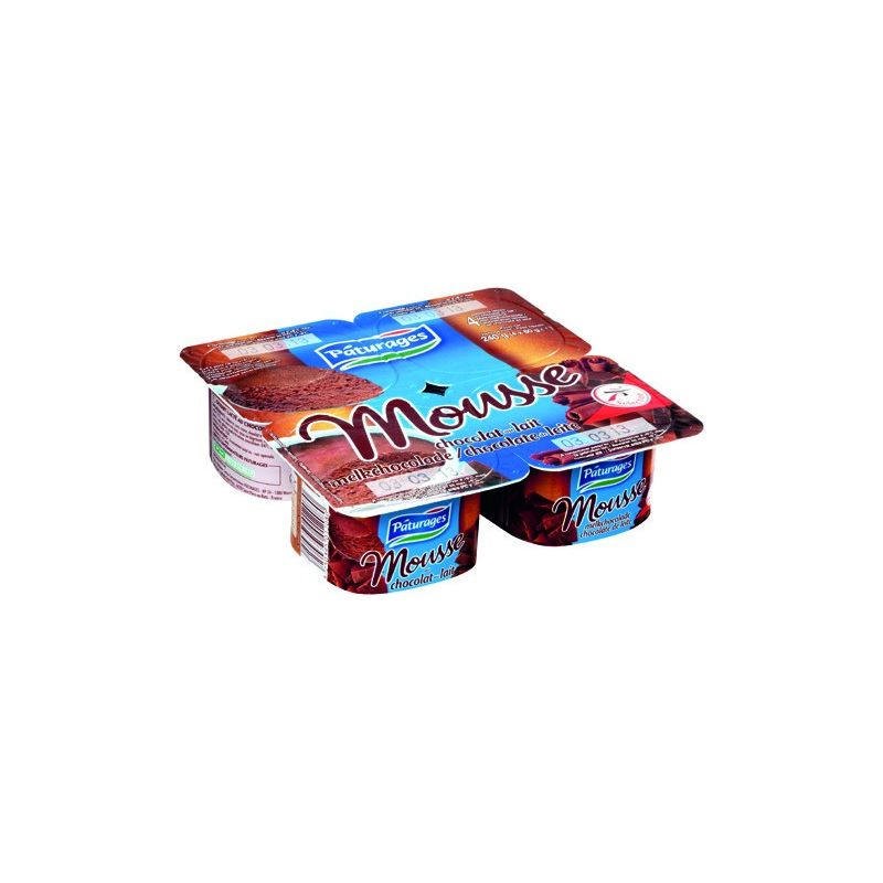 Paturages Pat Mousse Choco Lait 4X60G