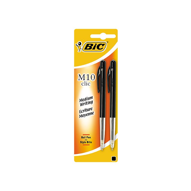 Bic Stylo Bille M10 Clic Noir : Le Lot De 2 Stylos