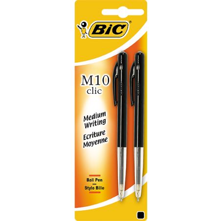 Bic Stylo Bille M10 Clic Noir : Le Lot De 2 Stylos