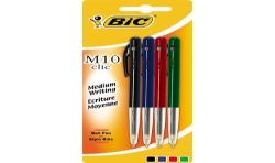 Bic Stylo Bille M10 Clic Assortis : Le Lot De 4 Stylos