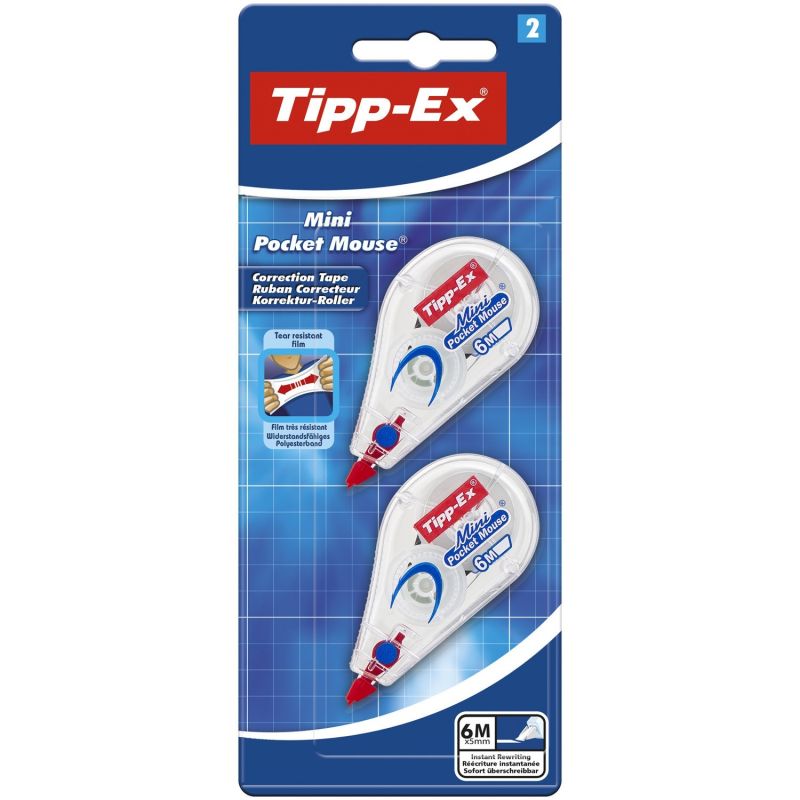 Tipp Ex Ruban Correcteur Mini Pocket Mouse 5 M : Les 2 Rubans Correcteurs