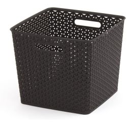 Curver Rangement Aspect Rotin Empilable L Carré - My Style, Chocolat, Storage Others, 32,3X32X28,1 Cm