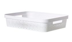 Curver Bac Infinity 11L Dots - Plastique Recyclé, Blanc, Crates, 35,6X26,6X13,6 Cm