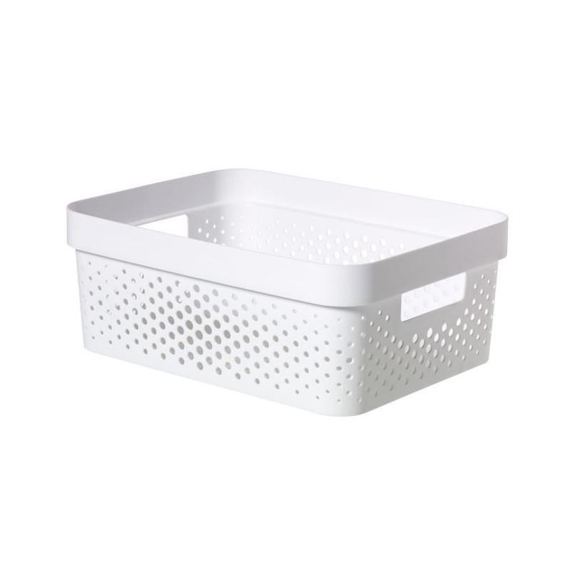 Curver Bac Infinity 11L Dots - Plastique Recyclé, Blanc, Crates, 35,6X26,6X13,6 Cm