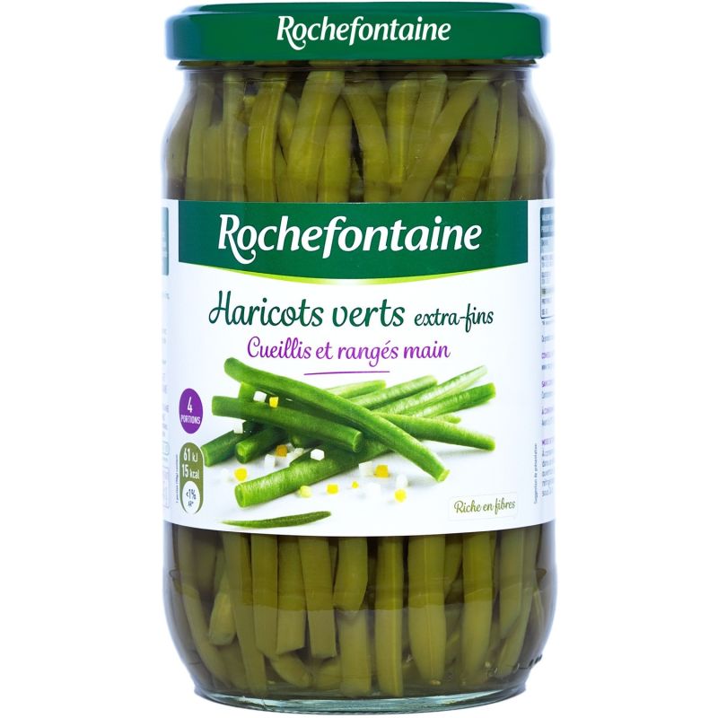 Rochefontaine Haricots Verts Extra-Fins : Le Pot De 345 G Net Égoutté