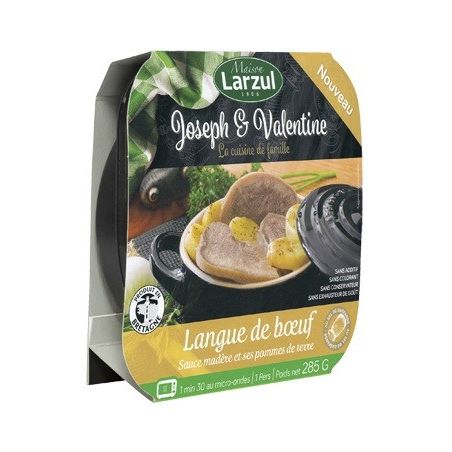 Larzul Langue De Bœuf En Assiette Micro-Ondable Sauce Madère Et Ses Pommes Terre 285G