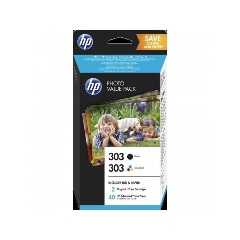Hp Hewlett Packard Cartouche D'Encre N°303 (1Cart Noir+1 Coul)+40F Pap 10X15