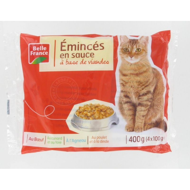 Belle France Poch.Emince.Boeuf Poulet Ag.Lap/Dde Chat 4X100 B.F