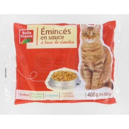 Belle France Poch.Emince.Boeuf Poulet Ag.Lap/Dde Chat 4X100 B.F