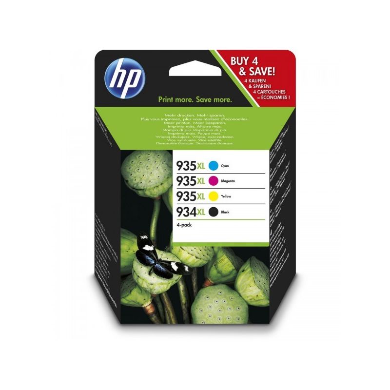 Hp Hewlett Packard Cartouche D'Encre 934Xl/935Xl 4 Couleurs Noire Cyan Magenta Jaune