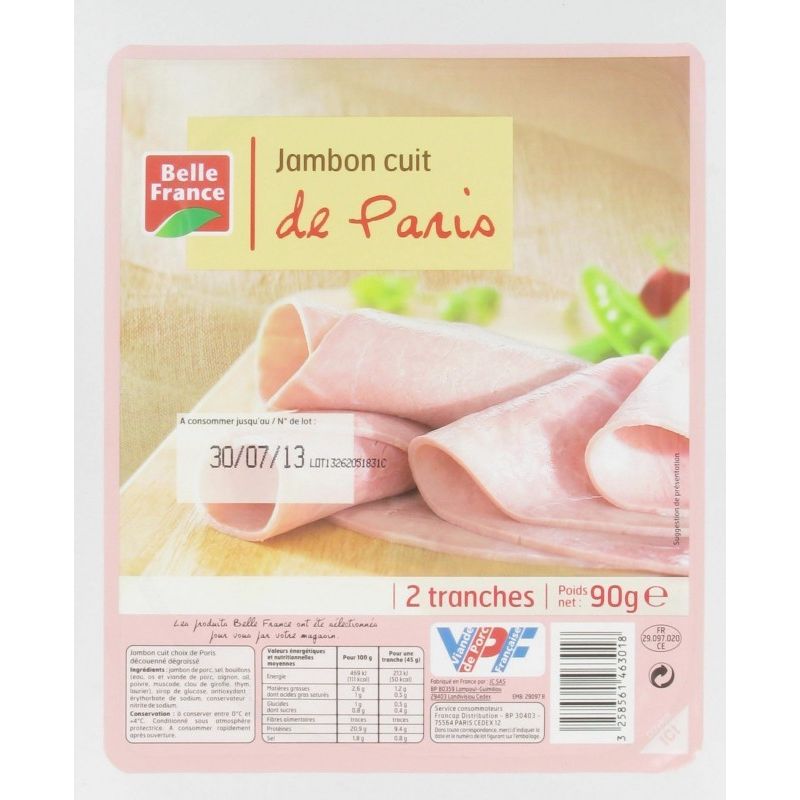 Belle France Jambon Paris 2Tr.90G. Bf