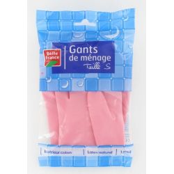 Belle France S.Gants Menage Rose Latex Floque Taille S