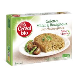 Céréal Bio Plats Cuisinés Galette Millet/Boulghour Champignons : Les 2 Galettes De 100 G