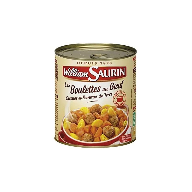 William Saurin Fricadelle Les Boulettes Au Bœuf, Carottes Et Pommes De Terre 800G