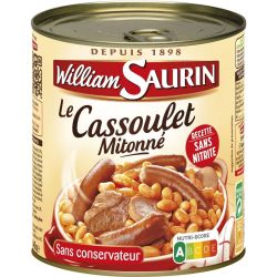 William Saurin Plat Cuisiné Cassoulet Mitonné Sans Colorant Arôme Artificiel : La Boite De 840 G