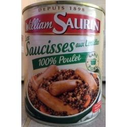 William Saurin Bte 4/4 Saucisse Lentille 100% Poulet 840G Saurins