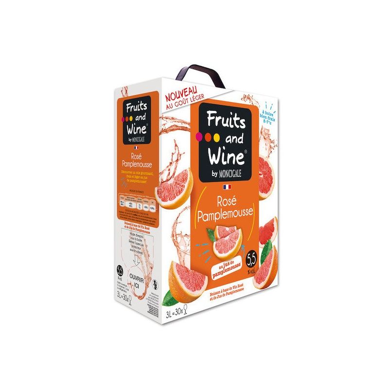 Fruits And Wine Boisson À Base De Vin Rosé Pamplemousse 3L