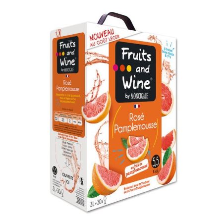 Fruits And Wine Boisson À Base De Vin Rosé Pamplemousse 3L