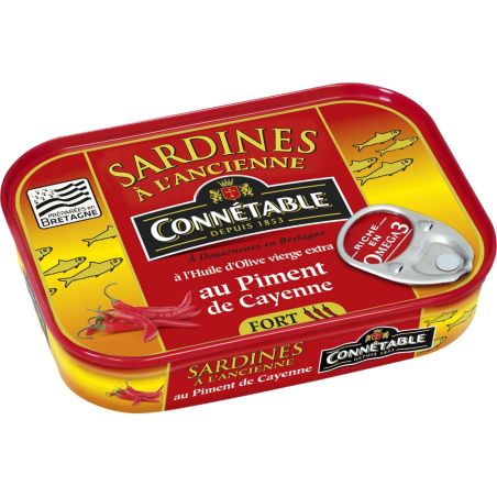 Connétable Sardines À L'Ancienne L'Huile D'Olive Vierge Extra Au Piment De Cayenne 115G