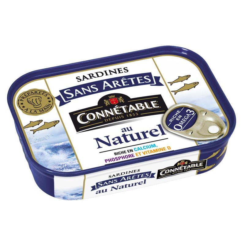 Connétable Sardines Sans Arêtes Au Naturel : La Boite De 98G