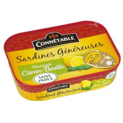 Connétable Sardines Citron-Basilic Sans Huile : La Boite De 140 G
