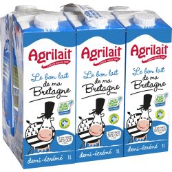 Agri Servi Agrilait Lait Uht 1/2 Écrémé Bleu-Blanc-Coeur Bouteille 6X1L